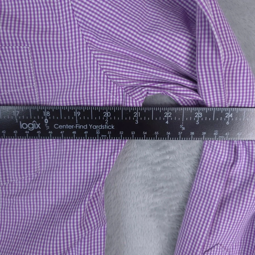 J. Crew Haberdashery Button Down Mens M 15-15.5 Purple White Gingham 80s 2-Ply